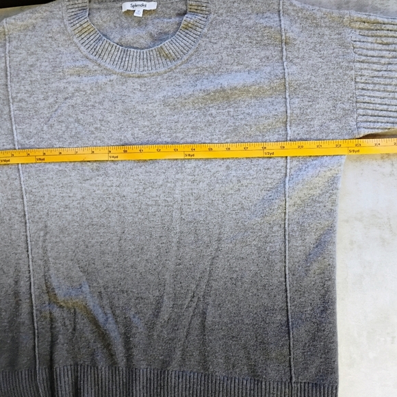 Splendid Divine Cashmere Sweater Gray Charcoal Dip Dye Ribbed Size Medium - Picture 13 of 14